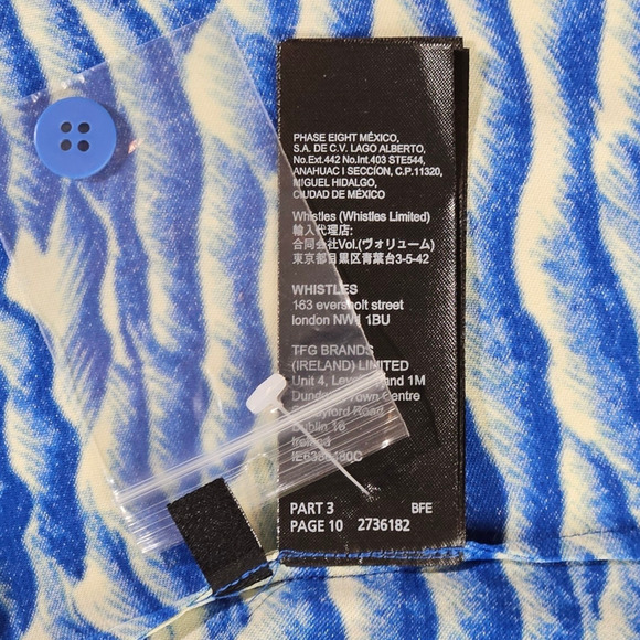 NWT Whistles Seafoam Print Button Front Midi A-Line Skirt Sz. 12 Blue Multi - Picture 7 of 10